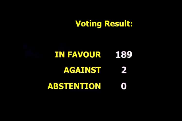 189 naciones votan en la ONU contra el bloqueo