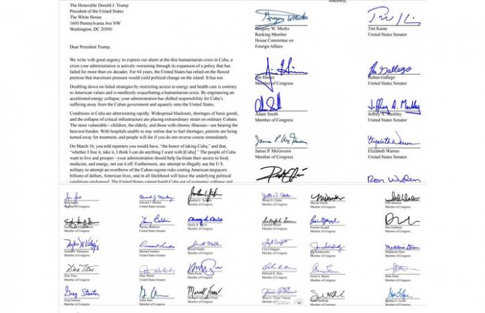 Medio centenar de congresistas de EE. UU. suscribió una carta contra el bloqueo a Cuba